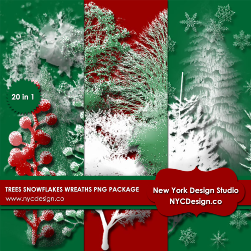 Trees, Snowflake, Wreath PNG Pack 1
