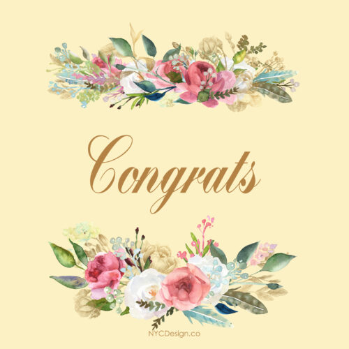 Congratulations Cards, Free, Printable: Floral, Pink, Blue, Beige – nycdesign.us: Printable Things