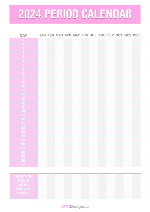 2024 Period Calendar, Printable, Free Pink nycdesign.us Printable