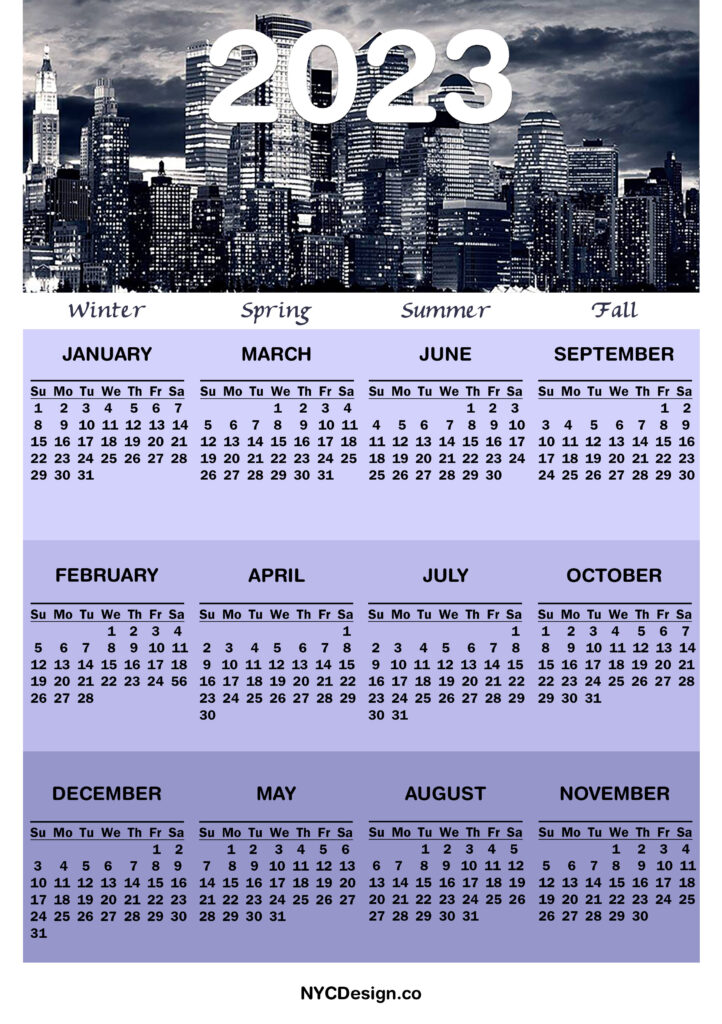 2023 Printable Free NYC Calendar – Sunday Start – nycdesign.us