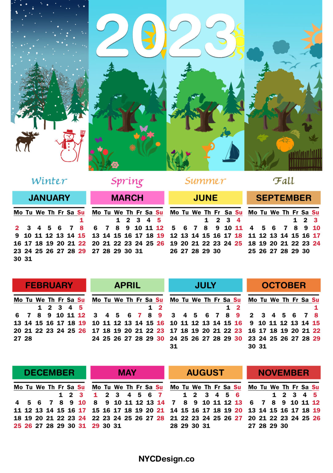 4 Seasons Calendar nycdesign.us Printable Things