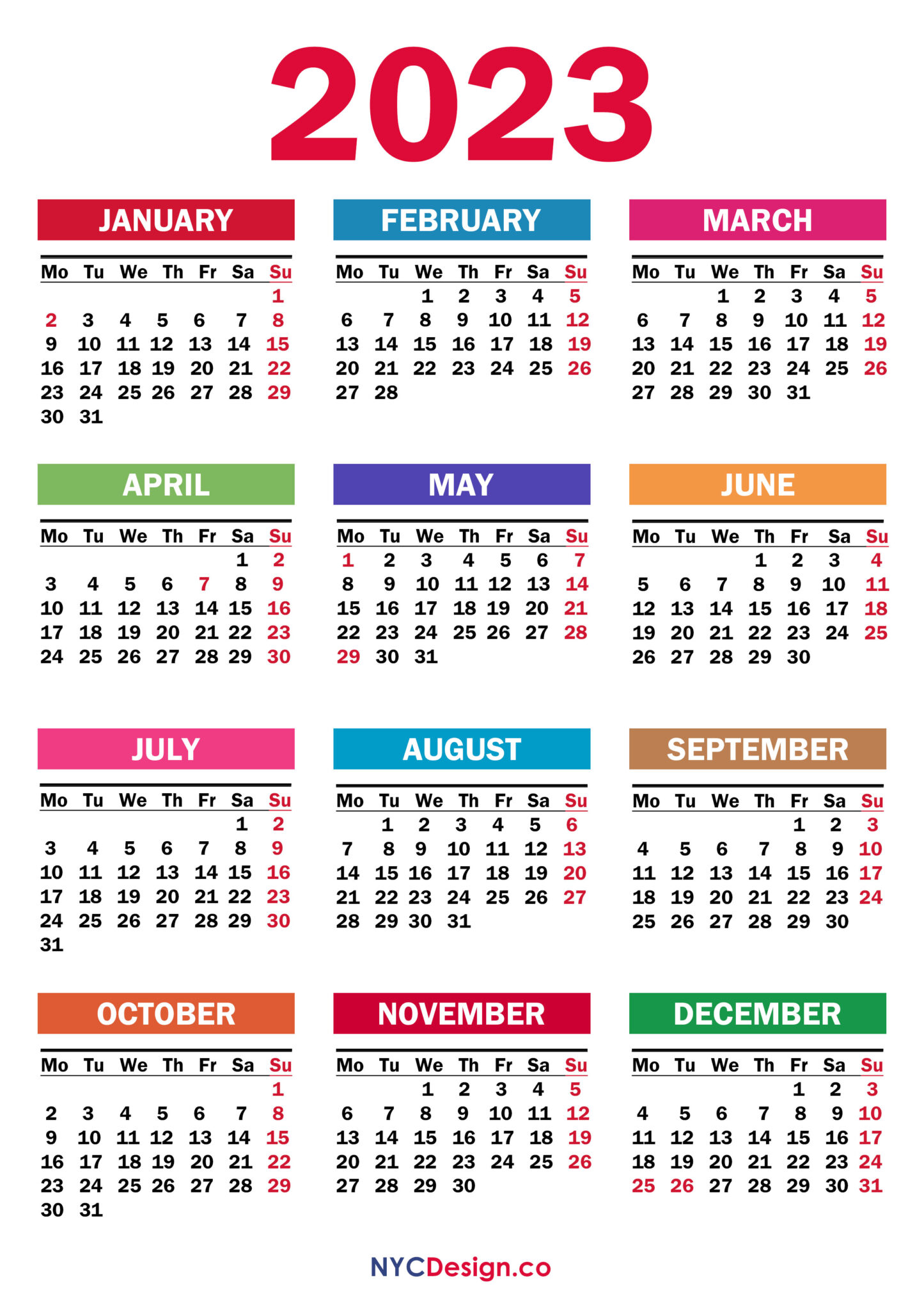 2023 Calendar With Uk Holidays Printable Free Pdf Colorful