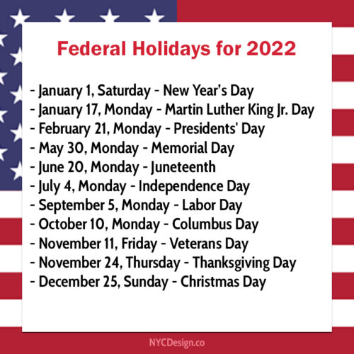 Dates of Federal Holidays for 2023 – nycdesign.us: Printable Things