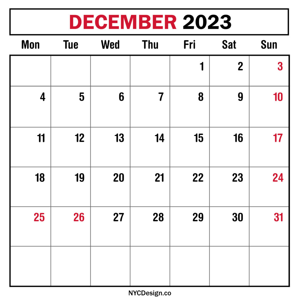 December 2023 Monthly Calendar with UK Holidays, Planner, Printable