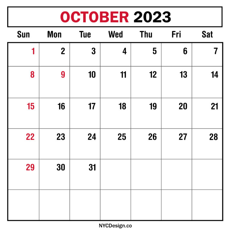 October 2023 Monthly Calendar with US Holidays, Planner, Printable Free