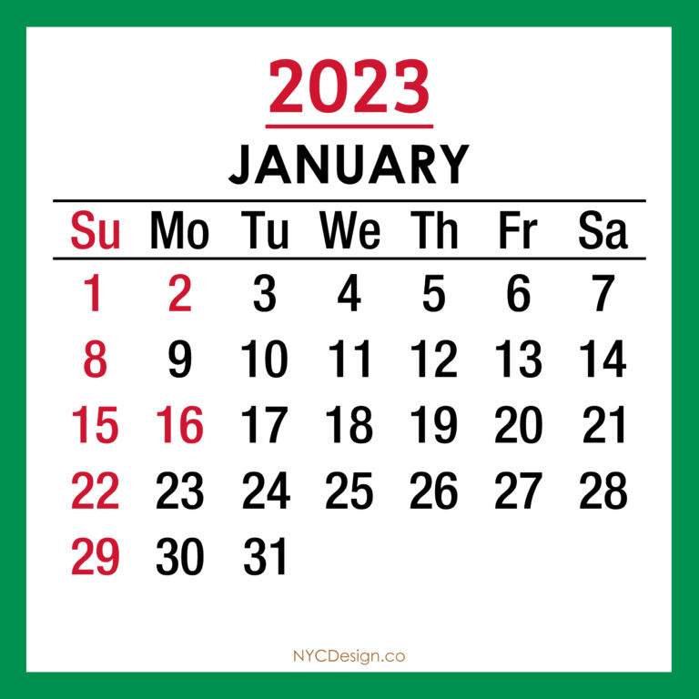 2023 Calendar Nycdesign us Printable Things